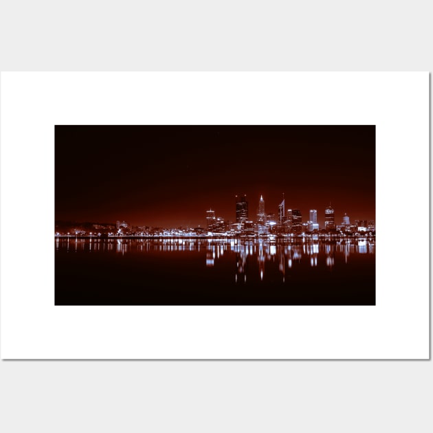 Panorama city in night with lights Wall Art by Insignis